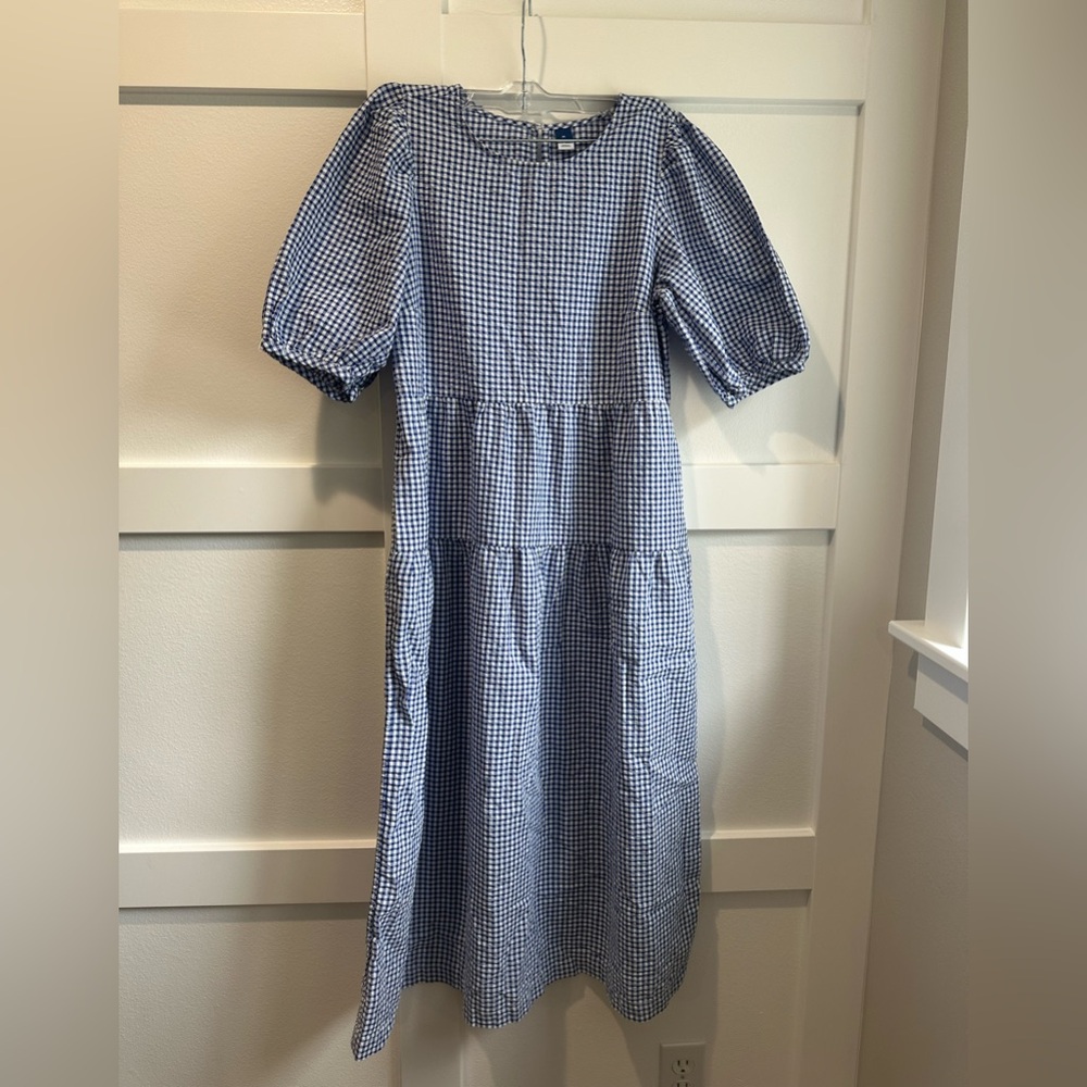 Old Navy Blue Gingham Midi Dress